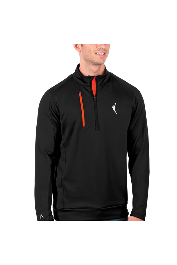Men's Antigua Black WNBA Logowoman Generation Quarter-Zip Pullover Top