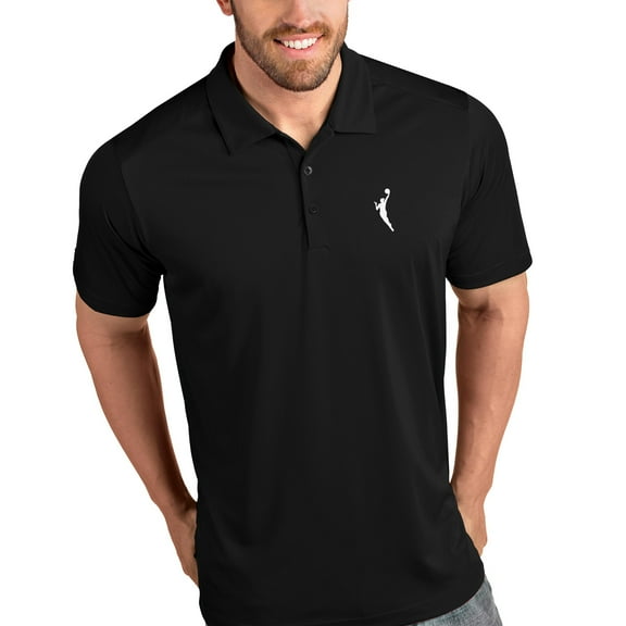 Men's Antigua Black WNBA Logowoman Tribute Polo