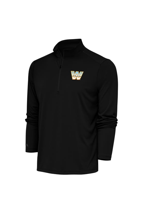 Men's Antigua Black WWE Tribute Quarter-Zip Pullover Top