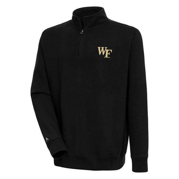 Men's Antigua  Black Wake Forest Demon Deacons Victory Quarter-Zip Pullover Top