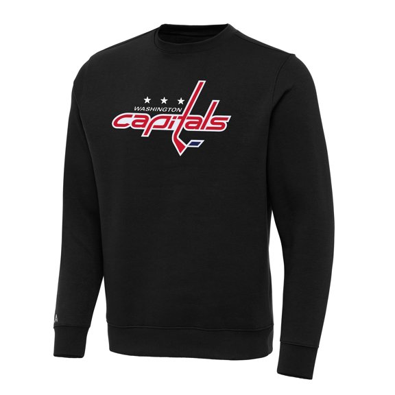 Men's Antigua Black Washington Capitals Big & Tall Victory Crewneck Pullover Sweatshirt