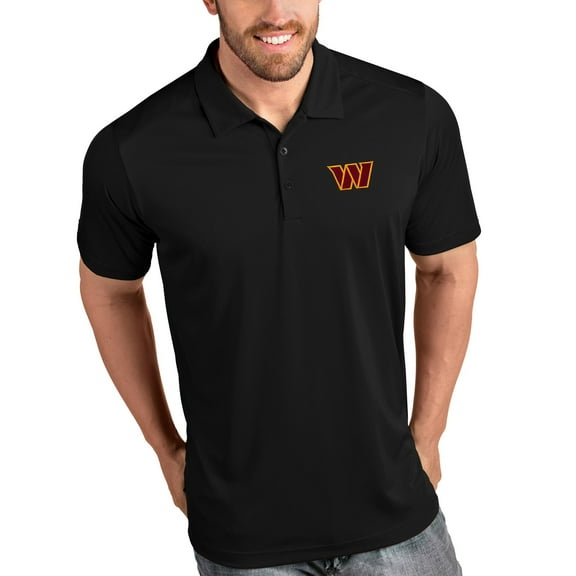 Men's Antigua Black Washington Commanders Tribute Polo