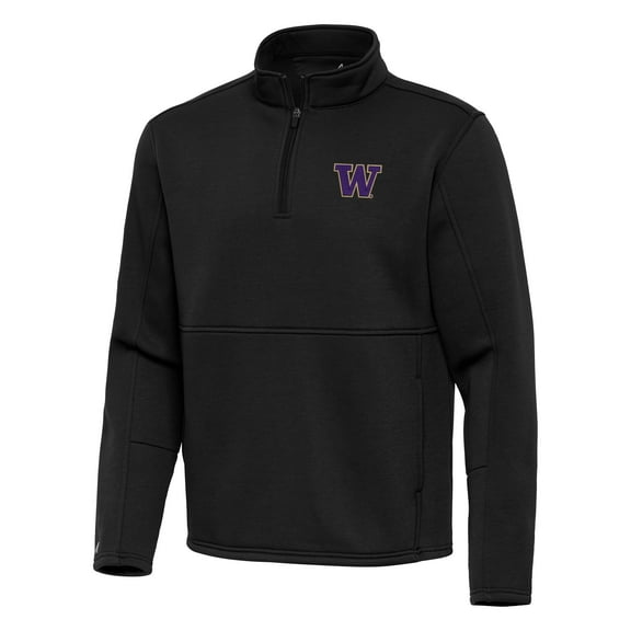 Men's Antigua Black Washington Huskies Twist Quarter-Zip Pullover Jacket