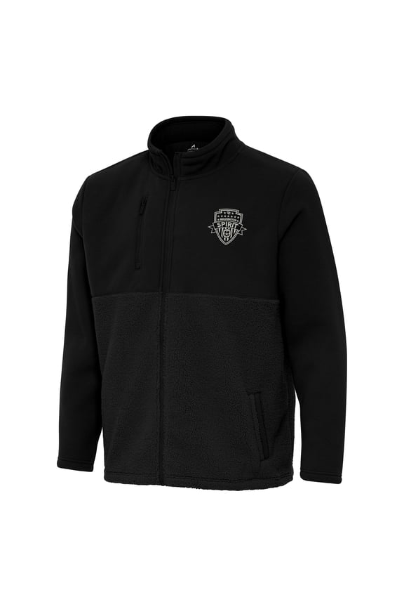 Men's Antigua Black Washington Spirit Daily Fused Full-Zip Jacket