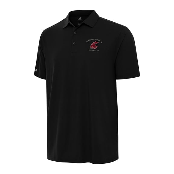 Men's Antigua Black Washington State Cougars Era Polo