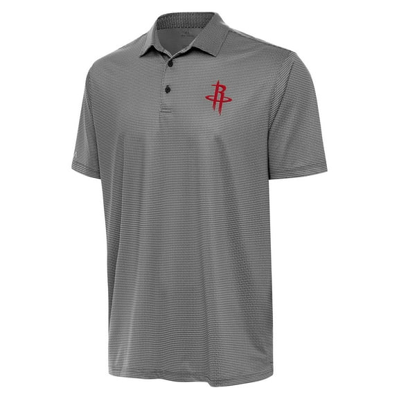 Men's Antigua Black/White Houston Rockets Rings Polo