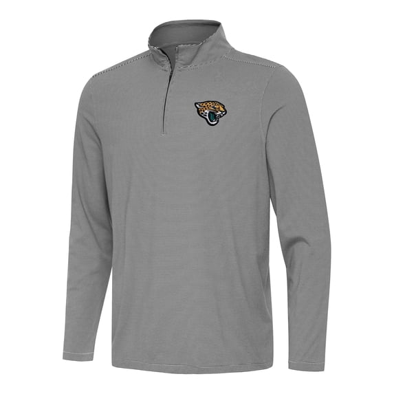Men's Antigua Black/White Jacksonville Jaguars Twine Quarter-Zip Jacket