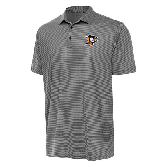 Men's Antigua Black/White Pittsburgh Penguins Rings Polo