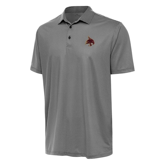 Men's Antigua Black/White Texas State Bobcats Rings Polo