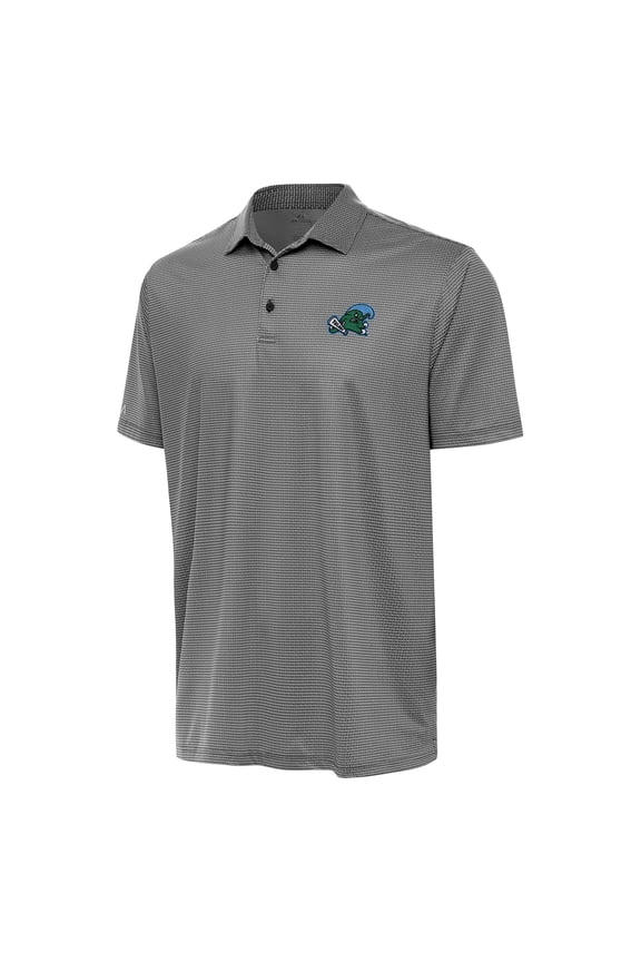 Men's Antigua Black/White Tulane Green Wave Rings Polo