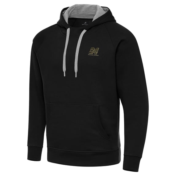Men's-Antigua Black William Byron Fleece Victory Pullover Hoodie