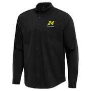 Mens Antigua Black William Byron Flight Woven Tri-Blend Long Sleeve Button-Down Shirt