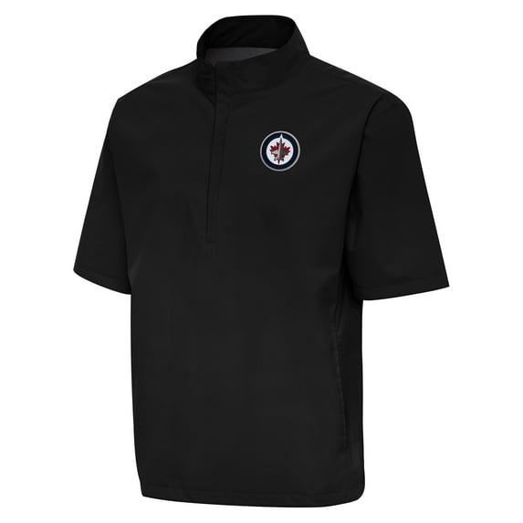 Men's Antigua Black Winnipeg Jets Brisk Quarter-Zip Windbreaker