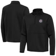 thumbnail image 1 of Men's Antigua Black Winnipeg Jets Twist Quarter-Zip Pullover Jacket, 1 of 3