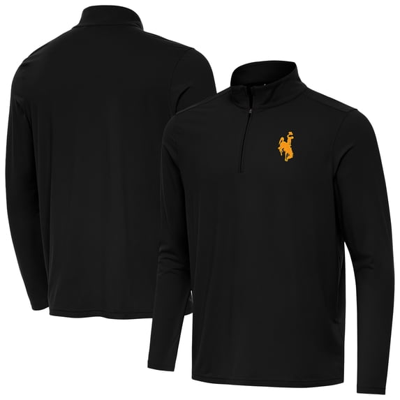 Men's Antigua Black Wyoming Cowboys Intent Quarter-Zip Top