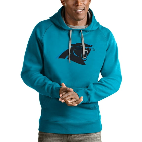 Men's Antigua Blue Carolina Panthers Victory Pullover Hoodie