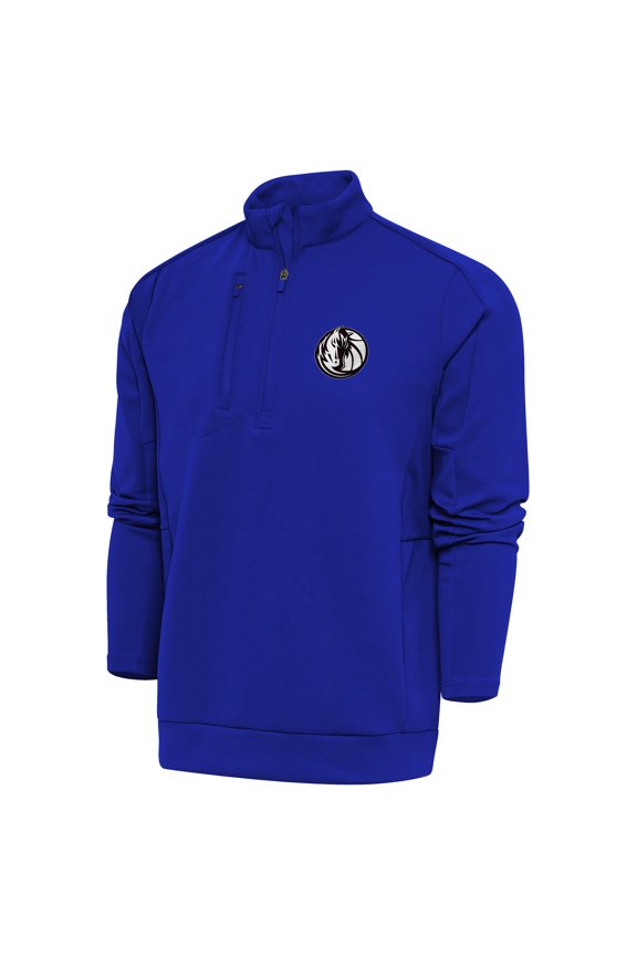 Men's Antigua Blue Dallas Mavericks Metallic Logo Generation Quarter-Zip Top