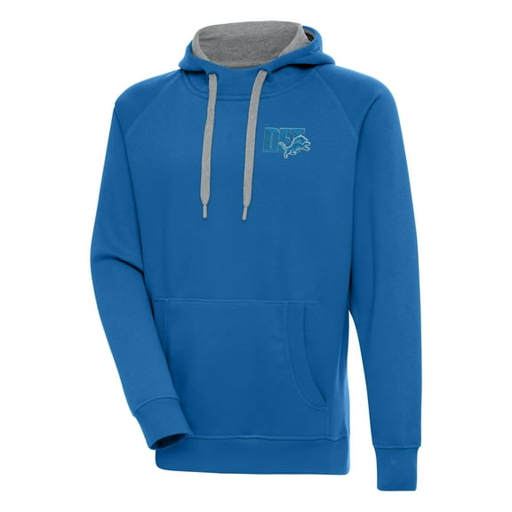 Men's Antigua  Blue Detroit Lions Victory Pullover Hoodie