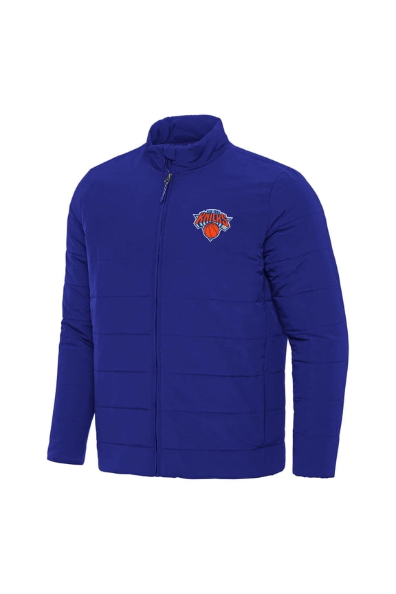 Men's Antigua Blue New York Knicks Swelter Full-Zip Puffer Jacket