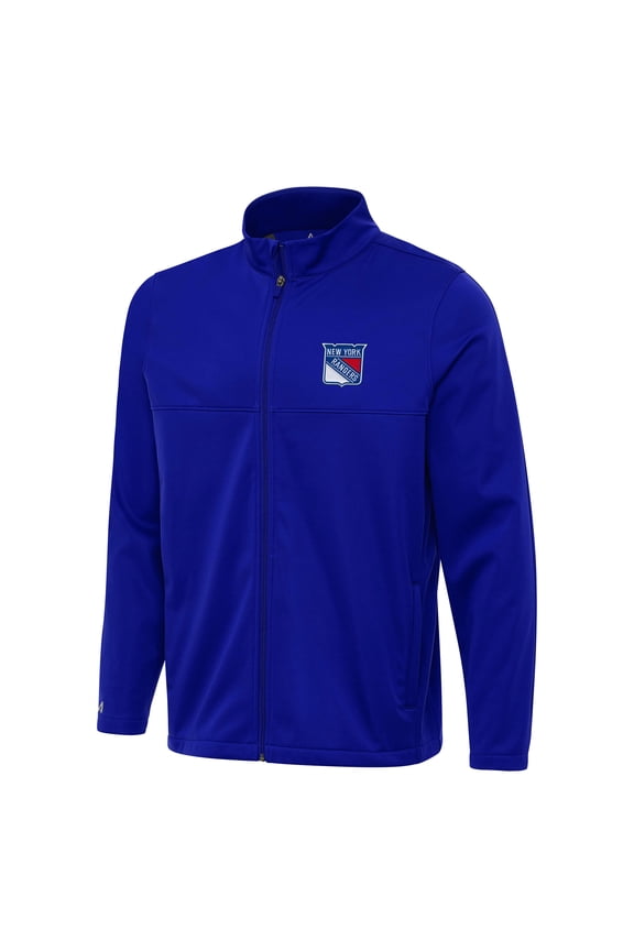 Men's Antigua Blue New York Rangers Links 2 Full-Zip Golf Jacket