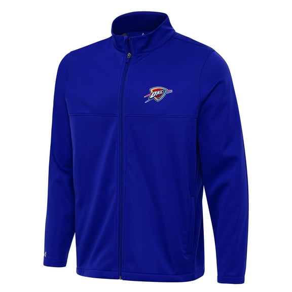 Men's Antigua Blue Oklahoma City Thunder Links 2 Full-Zip Golf Jacket