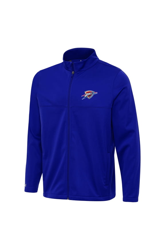 Men's Antigua Blue Oklahoma City Thunder Links 2 Full-Zip Golf Jacket