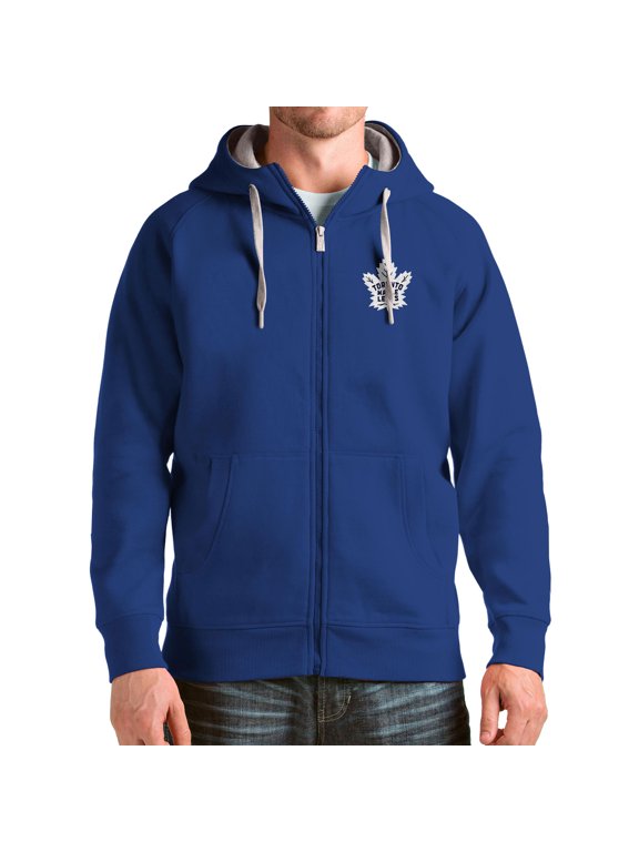 Men's Antigua Blue Toronto Maple Leafs Logo Victory Full-Zip Hoodie