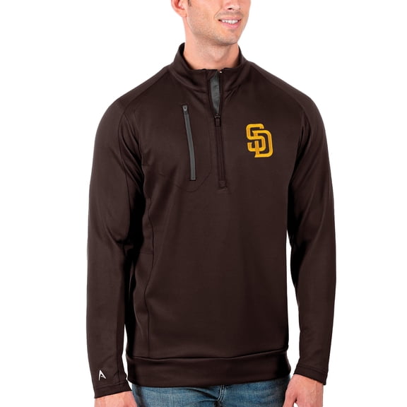Men's Antigua Brown San Diego Padres Generation Quarter-Zip Pullover Jacket