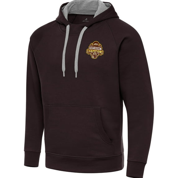 Men's Antigua Brown Western Michigan Broncos 2025 NCAA Frozen Four Men's Ice Hockey National Champions Victory Pullover