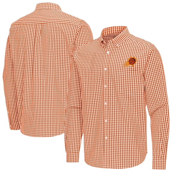 Men's Antigua Burnt Orange Phoenix Suns Ellis Woven Tri-Blend Button-Down Shirt