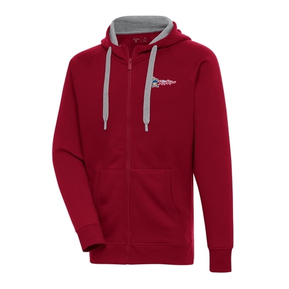 Men's Antigua Cardinal Frisco RoughRiders Victory Full-Zip Hoodie