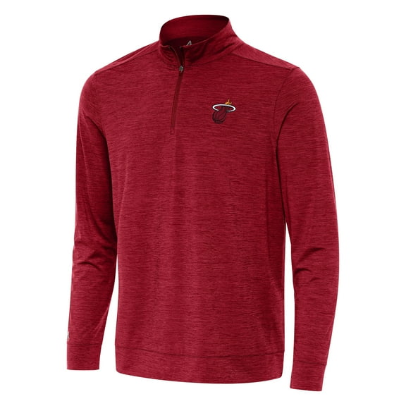Men's Antigua Cardinal Miami Heat Bright Quarter-Zip Top