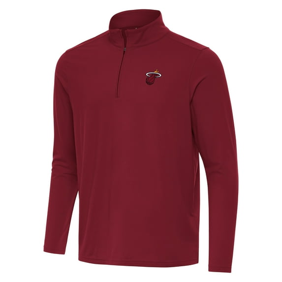 Men's Antigua Cardinal Miami Heat Intent Quarter-Zip Top