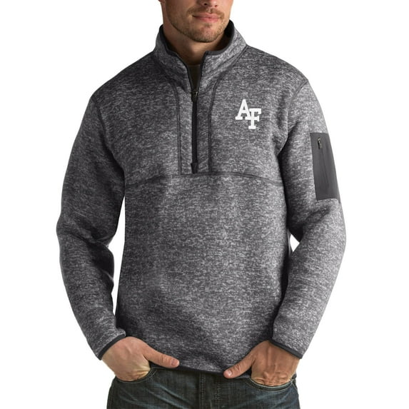 Men's Antigua Charcoal Air Force Falcons Fortune Big & Tall Quarter-Zip Pullover Jacket