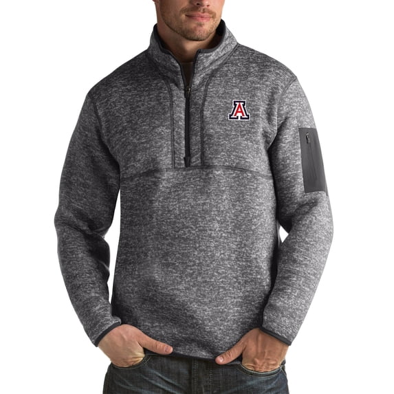 Men's Antigua Charcoal Arizona Wildcats Fortune Big & Tall Quarter-Zip Pullover Jacket