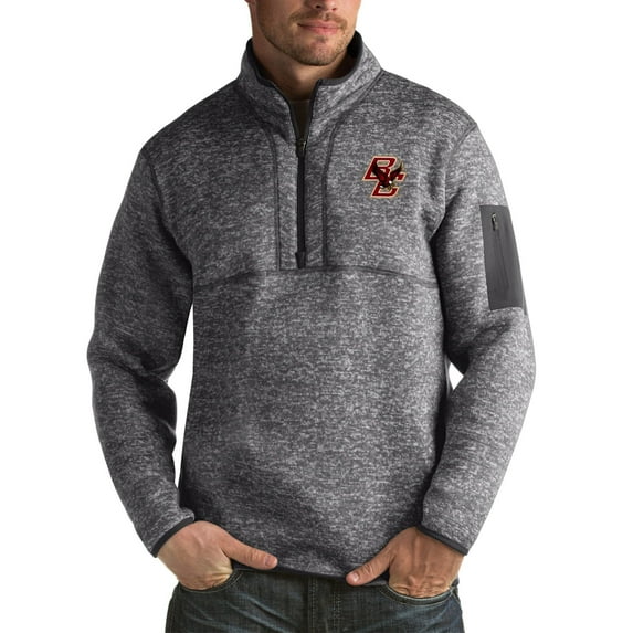 Men's Antigua Charcoal Boston College Eagles Fortune Big & Tall Quarter-Zip Pullover Jacket