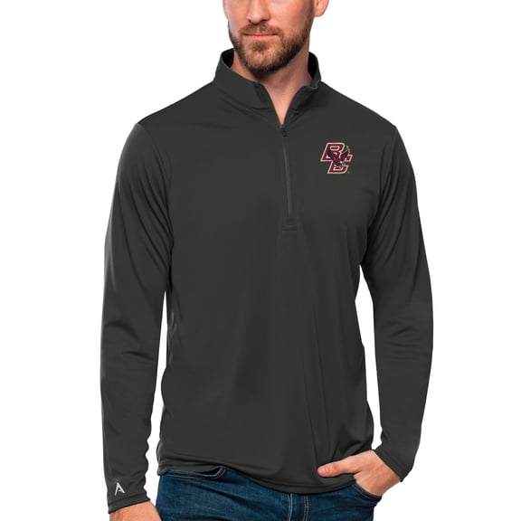Men's Antigua Charcoal Boston College Eagles Tribute Quarter-Zip Top
