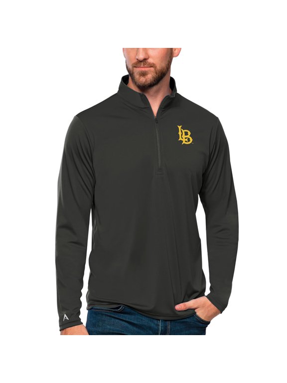Men's Antigua Charcoal Cal State Long Beach The Beach Tribute Quarter-Zip Top