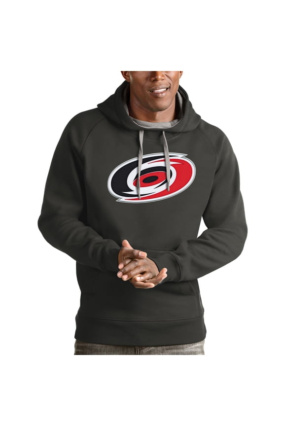 Men's Antigua Charcoal Carolina Hurricanes Logo Victory Pullover Hoodie