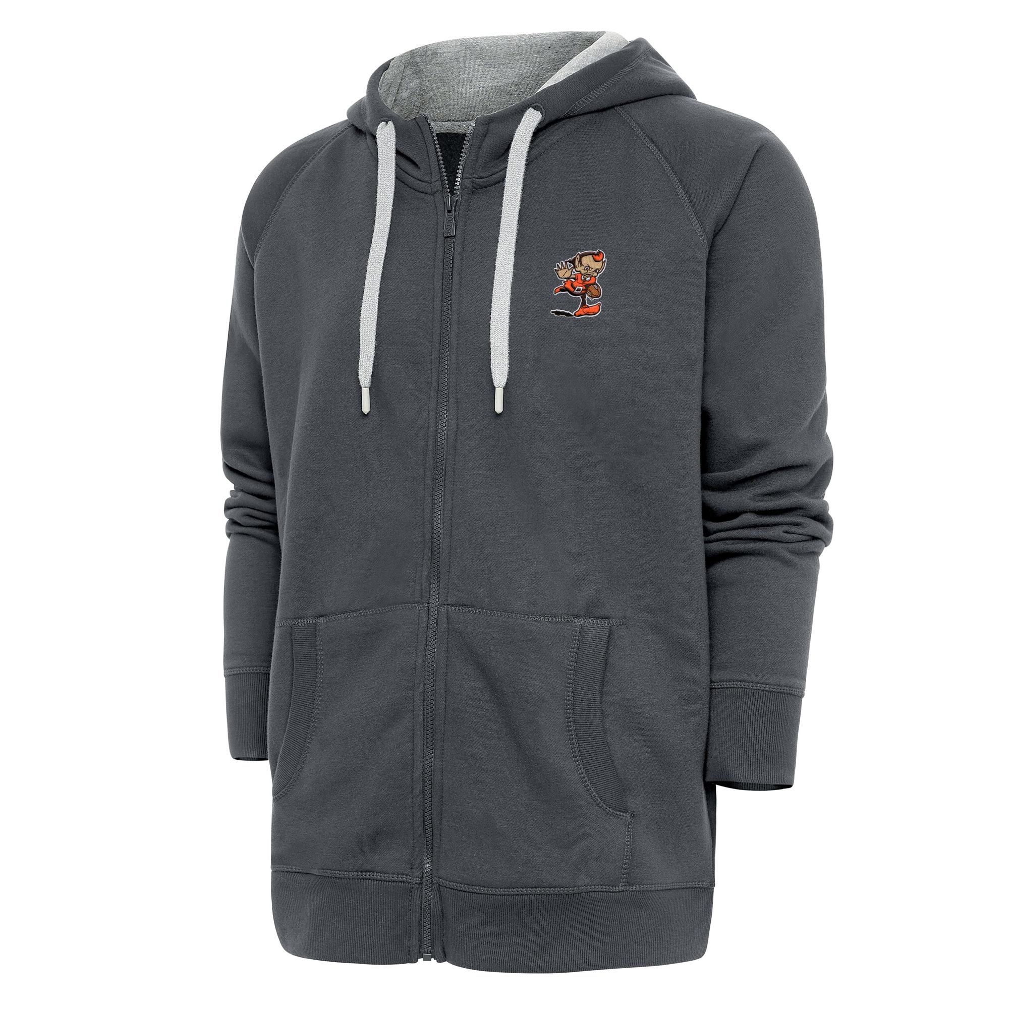 Men's Antigua Charcoal Cleveland Browns Team Logo Victory Full-Zip Hoodie