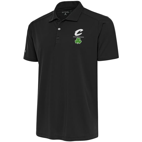 Men's Antigua Charcoal Cleveland Cavaliers Shamrock Tribute Polo
