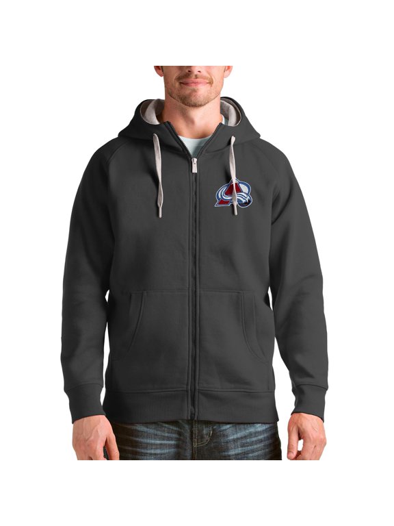 Men's Antigua Charcoal Colorado Avalanche Logo Victory Full-Zip Hoodie