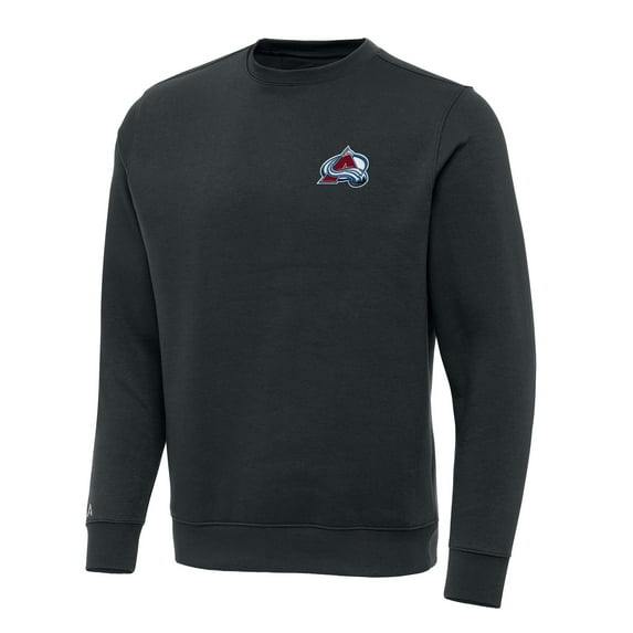 Men's Antigua Charcoal Colorado Avalanche Victory Crewneck Pullover Sweatshirt