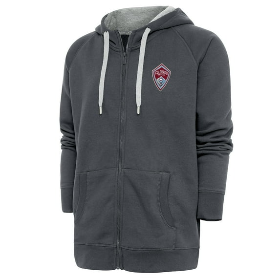 Men's Antigua Charcoal Colorado Rapids Logo Victory Full-Zip Hoodie