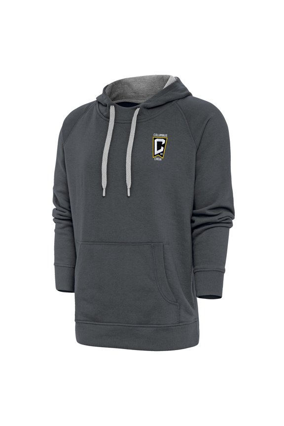 Men's Antigua Charcoal Columbus Crew Logo Victory Pullover Hoodie