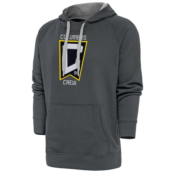 Men's Antigua Charcoal Columbus Crew Victory Pullover Hoodie