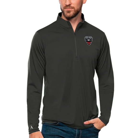 Men's Antigua Charcoal D.C. United Tribute Quarter-Zip Pullover Top