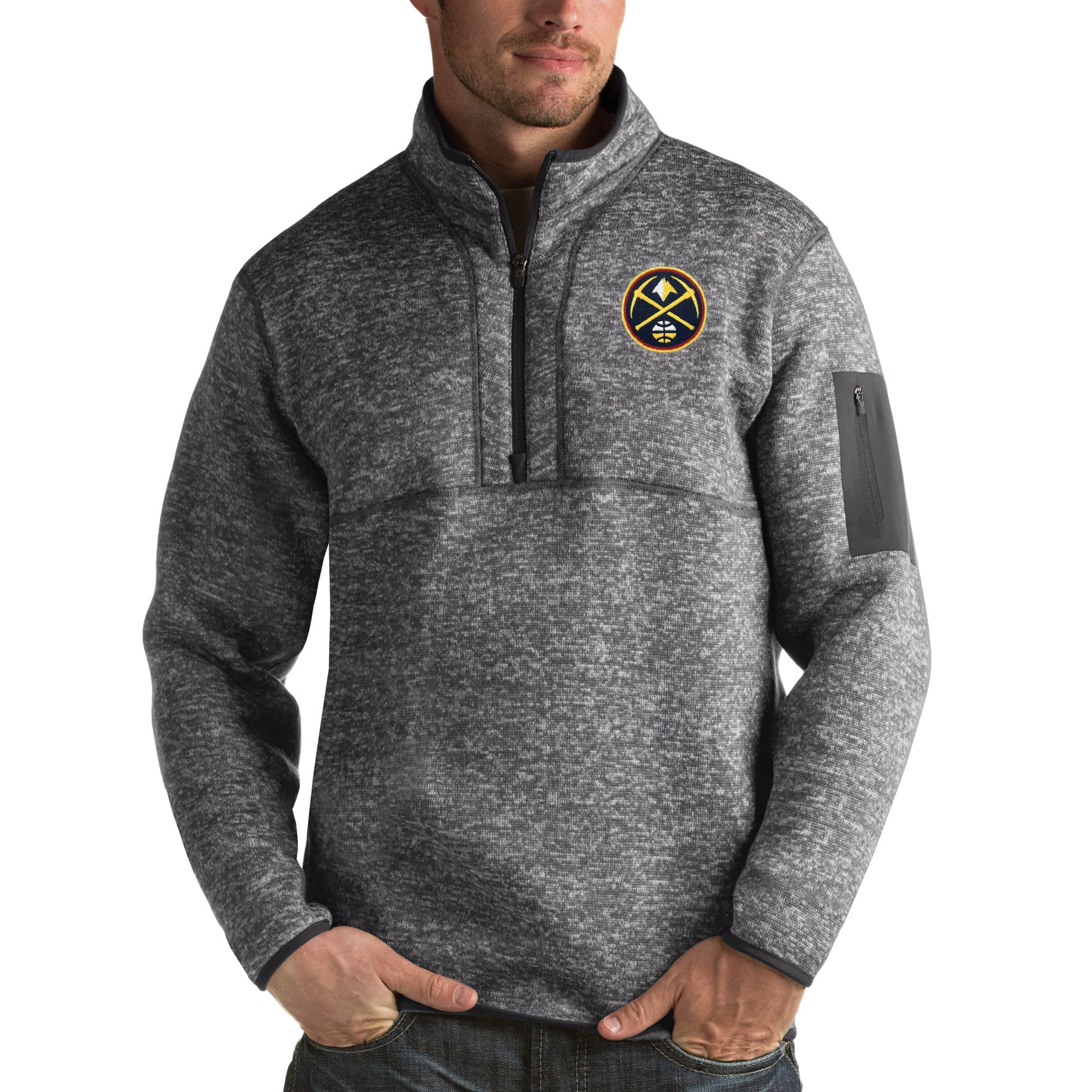 Men's Antigua Charcoal Denver Nuggets Fortune Big & Tall Quarter-Zip Pullover Jacket - image 1 of 1