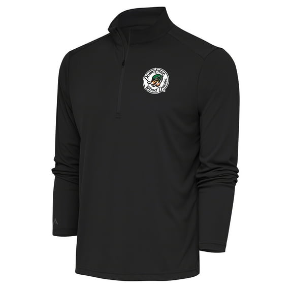 Men's Antigua Charcoal Down East Wood Ducks Tribute Quarter-Zip Pullover Top
