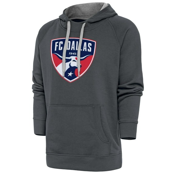 Men's Antigua Charcoal FC Dallas Victory Pullover Hoodie